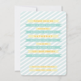 Blauwgroen Blauwe Banners Baby Shower Uitnodiging