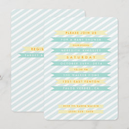 Blauwgroen Blauwe  Banners Baby Shower Uitnodiging
