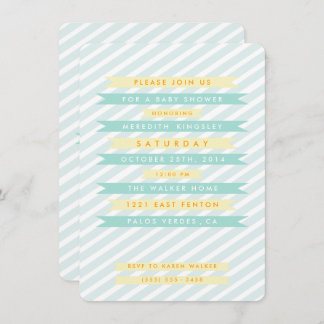 Blauwgroen Blauwe  Banners Baby Shower Uitnodiging