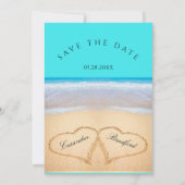 Blauwgroen Blauwe Beach Wedding 2 Harten in de zan Kaart (Achterkant)