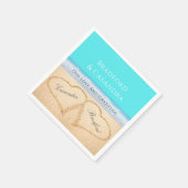 Blauwgroen Blauwe Beach Wedding 2 Harten in de zan Servet (Hoek)