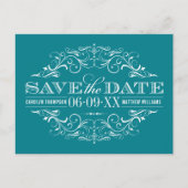 Blauwgroen Blauwe Bloei Huwelijk Save the Date Aankondigingskaart (Voorkant)