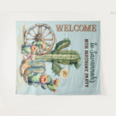 Blauwgroen Blauwe Bloeiende Cactus Laarzen Welkom  Wandkleed (Voorkant (horizontaal))