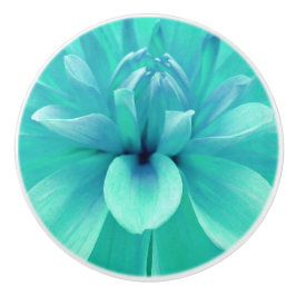 Blauwgroen blauwe bloem keramische knop