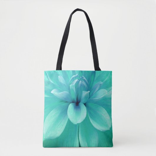 Blauwgroen blauwe bloem tote bag (Voorkant)