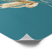 Blauwgroen blauwe bloem Waterverf bloem Poster (Hoek)