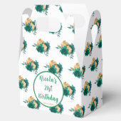 Blauwgroen Blauwe Bloemen 21ste Verjaardag Bedankdoosjes (Geopend)