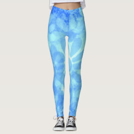Blauwgroen Blauwe Bloemen Daisies Bloemen Ombre Leggings