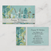 Blauwgroen blauwe bloemen Fancy Visitekaartje (Voorkant / Achterkant)