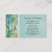 Blauwgroen blauwe bloemen Fancy Visitekaartje (Achterkant)