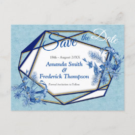 Blauwgroen Blauwe bloemen op een getextureerde ach Aankondigingskaart