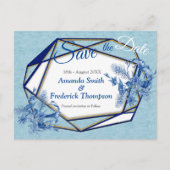 Blauwgroen Blauwe bloemen op een getextureerde ach Aankondigingskaart (Voorkant)