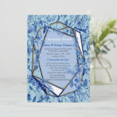 Blauwgroen Blauwe bloemen op een getextureerde ach Kaart (Staand voorkant)