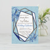 Blauwgroen Blauwe bloemen op een getextureerde ach Kaart (Staand voorkant)