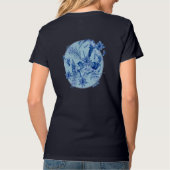 Blauwgroen Blauwe bloemen op een getextureerde ach T-shirt (Achterkant)