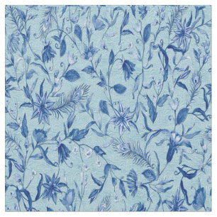 Blauwgroen blauwe bloemen op getextureerde beelden stof