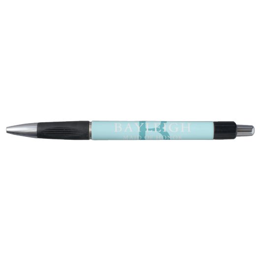 Blauwgroen Blauwe Bridal Partij Monogram Pen (Voorkant)