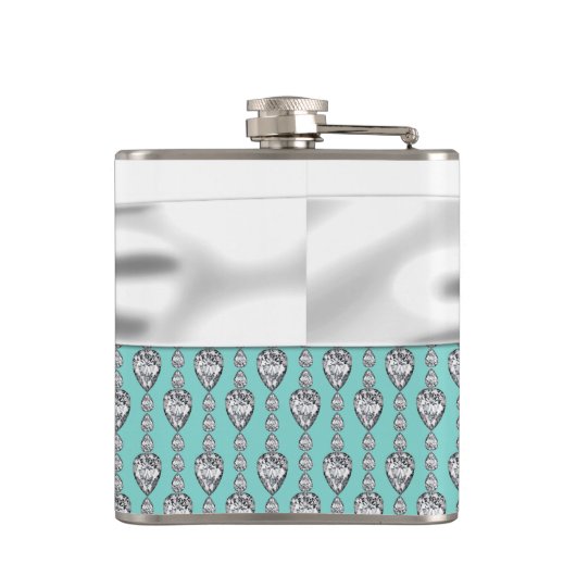 Blauwgroen Blauwe bruiloft Heupfles (Achterkant)