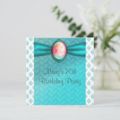 Blauwgroen Blauwe Cameo Vrouwen 70ste Verjaardagsf Kaart (Staand voorkant)