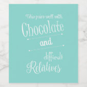 Blauwgroen blauwe chocolade-testpartij wijn etiket (Enkel label)