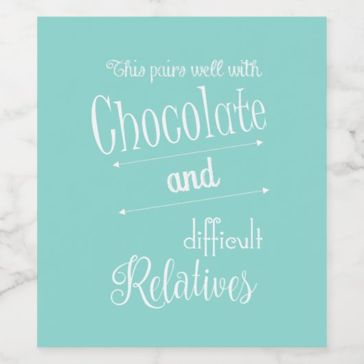 Blauwgroen blauwe chocolade-testpartij wijn etiket (Enkel label)