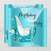 Blauwgroen blauwe cocktail op hoog niveau - Birthd Kaart (Voorkant / Achterkant)