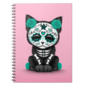 Blauwgroen blauwe dag van de dode keuken, roze notitieboek (Voorkant)