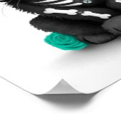 Blauwgroen blauwe dag van de dode keuken, wit poster (Hoek)