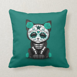 Blauwgroen blauwe dag van de dode Kitten Cat Kussen