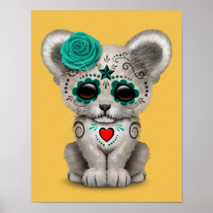 Blauwgroen blauwe dag van de dode suikerschedel poster
