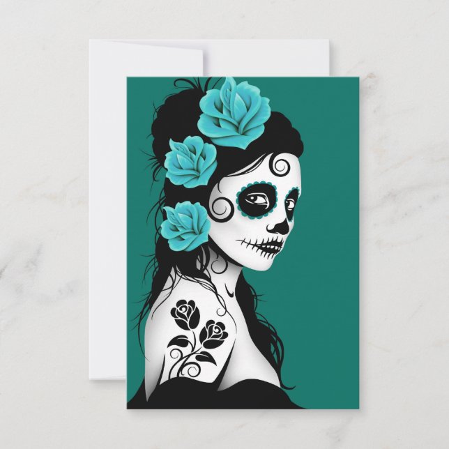 Blauwgroen Blauwe Dag van het Dead Sugar Skull Gir (Voorkant)