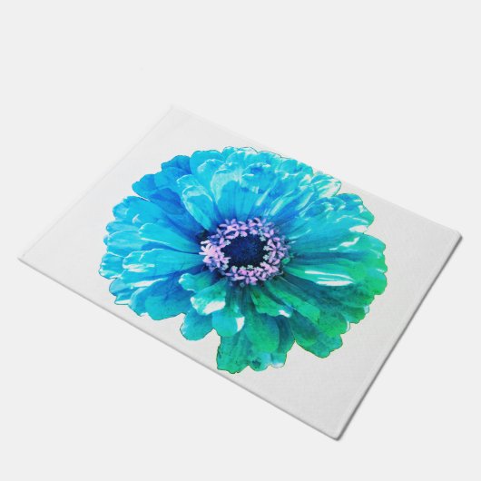 Blauwgroen Blauwe Daisy Deurmat (Schuin)
