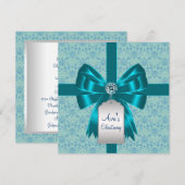 Blauwgroen Blauwe Damask Baby doop doop doopsel Kaart (Voorkant / Achterkant)