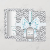 Blauwgroen Blauwe Damask Baby doop doop doopsel Kaart (Voorkant / Achterkant)