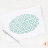 Blauwgroen Blauwe Damast Envelop Seal Party Favor  Ovale Sticker (Envelop)