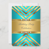 Blauwgroen blauwe deco Stripe Gold Diamond Kaart (Achterkant)