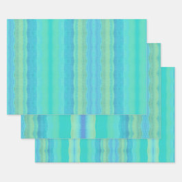 Blauwgroen Blauwe Decoratieve Waterverf Patroon Inpakpapier Vel
