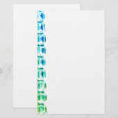 Blauwgroen blauwe  diamanten, blauwgroen blauwe ed briefpapier (Voorkant / Achterkant)