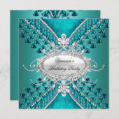 Blauwgroen blauwe diamantkralen kaart (Voorkant / Achterkant)