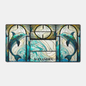 Blauwgroen Blauwe Dolfijn look van Glas in lood Bureaumat (Voorkant)