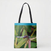 Blauwgroen blauwe dragonfly paarse bloemen vijver  tote bag (Voorkant)