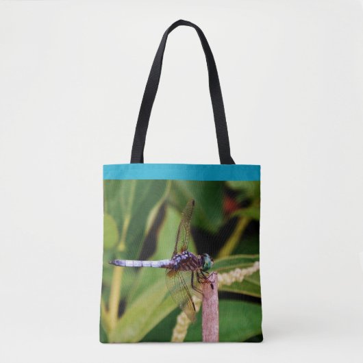 Blauwgroen blauwe dragonfly paarse bloemen vijver  tote bag (Voorkant)