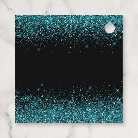 Blauwgroen blauwe dress Faux Glitter Quinceanera Bedankjes Labels (Achterkant)