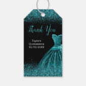 Blauwgroen blauwe dress Faux Glitter Quinceanera Cadeaulabel (Voorkant)