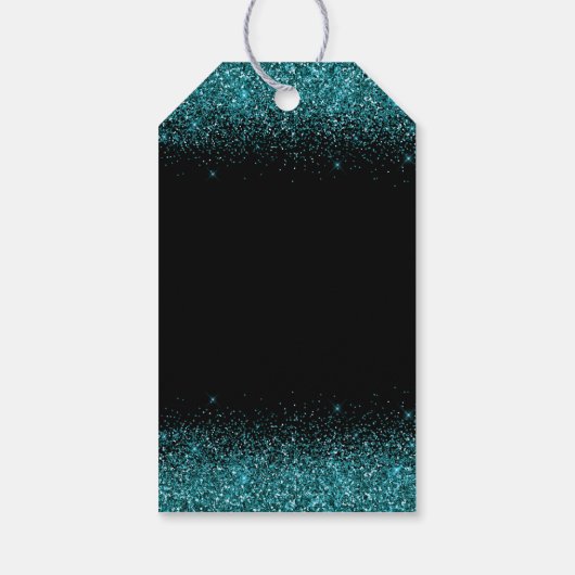 Blauwgroen blauwe dress Faux Glitter Quinceanera Cadeaulabel (Achterkant)