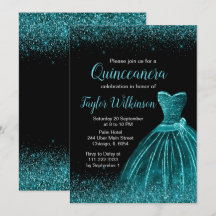 Blauwgroen blauwe dress Faux Glitter Quinceanera