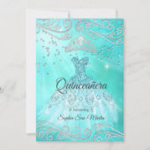 Blauwgroen blauwe dress Silver Quinceanera 15e ver Kaart (Voorkant)
