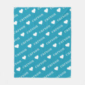 Blauwgroen blauwe, eenvoudige, persoonlijke herhal fleece deken (Voorkant)