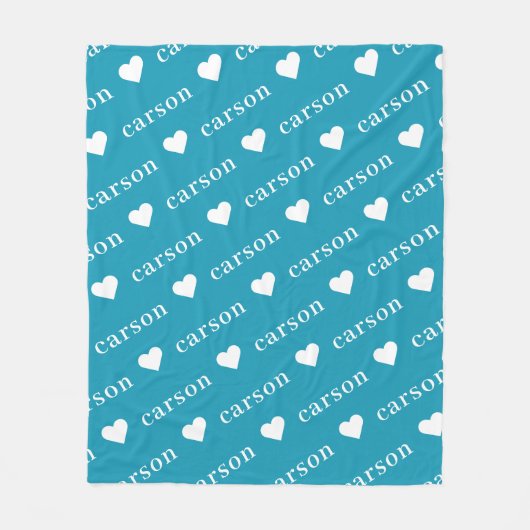 Blauwgroen blauwe, eenvoudige, persoonlijke herhal fleece deken (Voorkant)