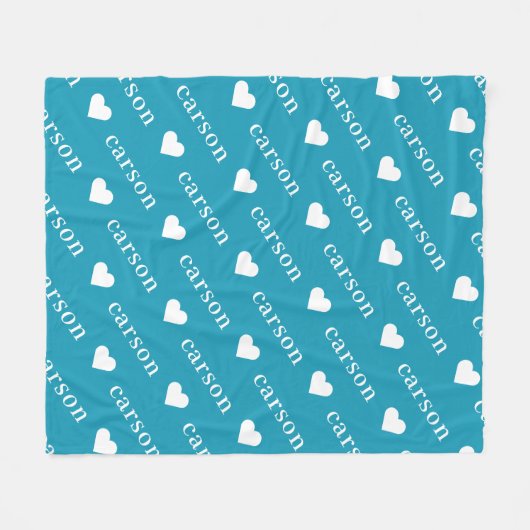 Blauwgroen blauwe, eenvoudige, persoonlijke herhal fleece deken (Voorkant (Horizontaal))